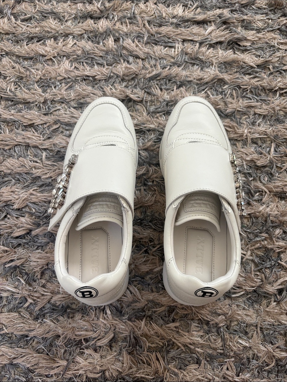 Rare Bally Switzerland GIADA Stone Ivory Lambskin Crystal B-Wings Sneakers 36 - Picture 7 of 15